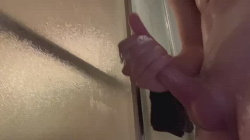 amateur bwc big dick cum cumshot masturbating moaning shower solo gif