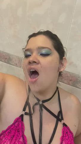 latina natural tits shower gif