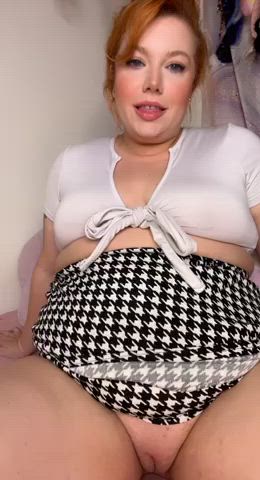 bbw bouncing bouncing tits chubby pierced pussy skirt upskirt gif
