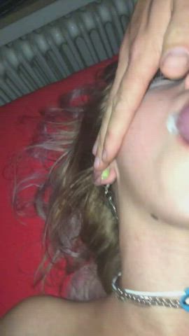 blonde blowbang blowjob condom face slapping group sex nipple piercing threesome