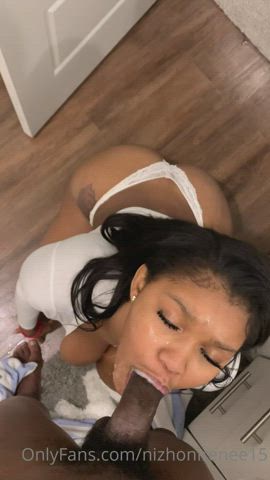 Big Ass Big Tits Blowjob Ebony Eye Contact Messy POV Panties Sloppy Porn GIF by pppjg1