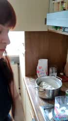 Amateur Female German Kitchen Messy Solo gif