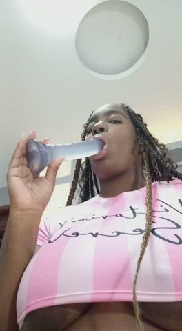 big tits blowjob deepthroat ebony nipples sucking gif