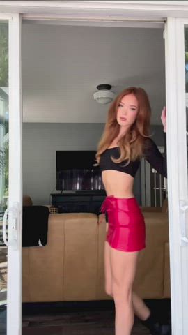 abs legs redhead skirt gif