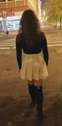 Public slut walk in harness