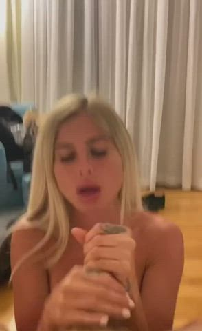 blonde blowjob facial handjob gif