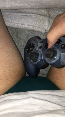 cute gamer girl masturbating panties pussy vibrator wet jilling gif