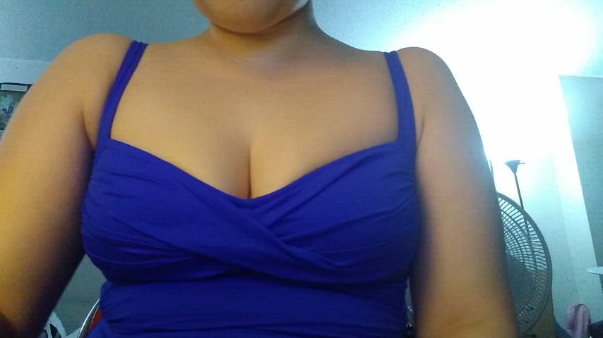 Blue top is tight around my tits