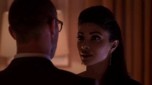 Priyanka Chopra - Quantico - S1E5 - making out in hotel room (low-cut black dress,