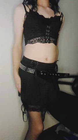 cock cosplay cute emo femboy goth panties stockings tease teen gif