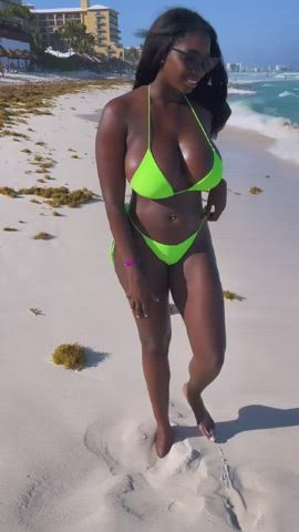 Big Tits Bikini Ebony gif