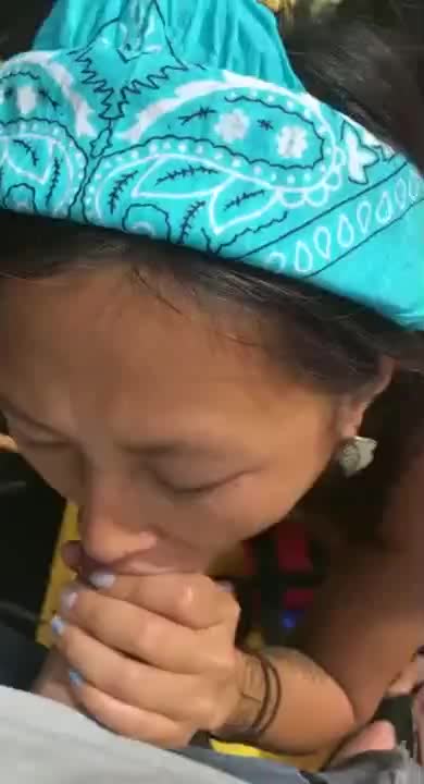 Asian Girl Gets Facial On River