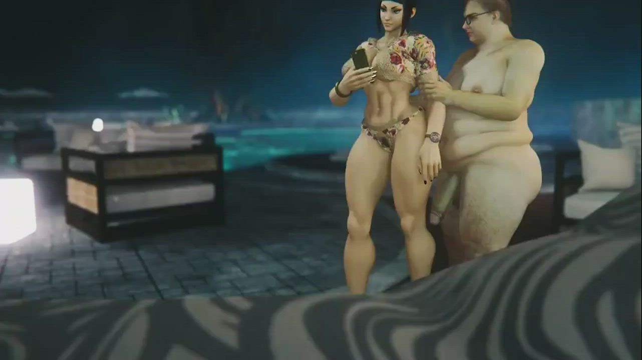 Juri naked groped by a fat guy (Banskinator) [Street fighter]