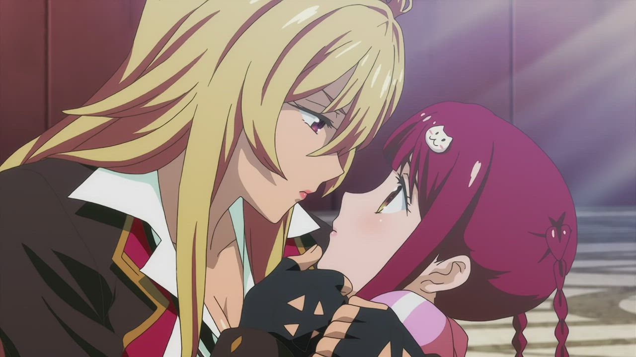 Animation Anime Ecchi French Kissing Kiss Kissing Lesbian Stripping Undressing gif