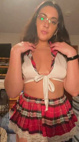 Naughty school girl bending over