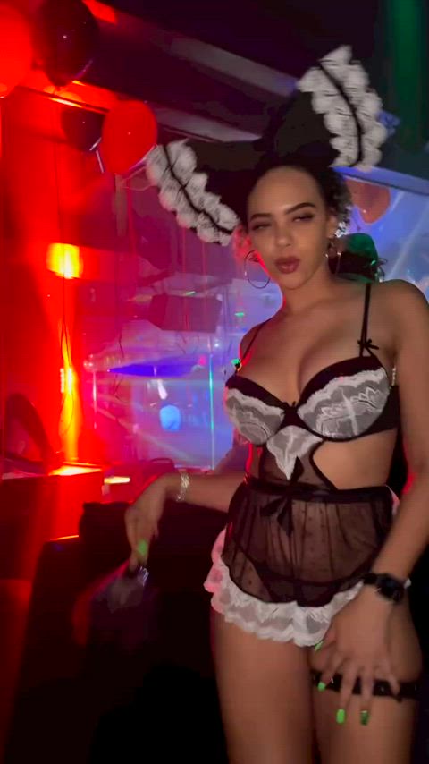 ass boobs club cosplay costume maid role play stripper tits gif