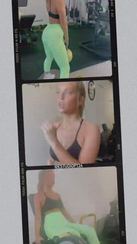 Ass Blonde Boobs Portuguese Workout gif