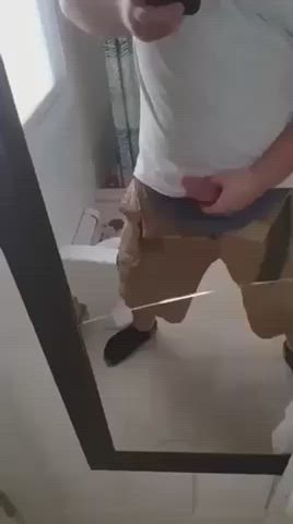 big dick jerk off mirror gif