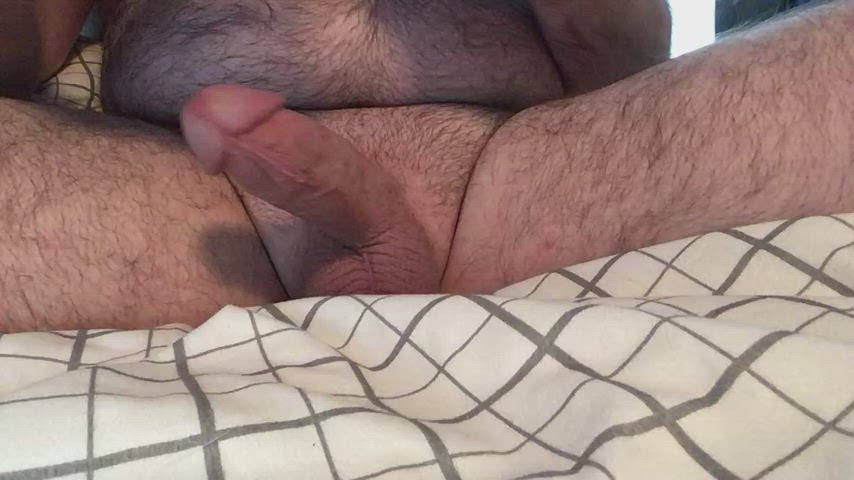 Edging my thick cock with a vibrator