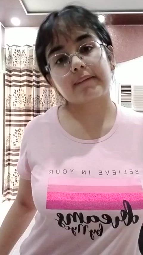 boobs bra desi glasses teasing titty drop gif