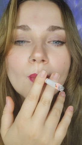 Blue Eyes Brunette Lips Smoking gif