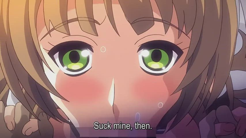 animation anime blowjob cum in mouth eye contact hentai pov schoolgirl gif