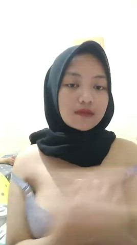 busty hijab indonesian muslim natural tits strip teen gif