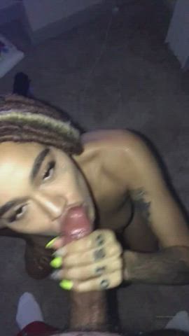 BBC Blowjob Cum Cum In Mouth Cum Swallow Ebony Julie Kay POV Pretty gif