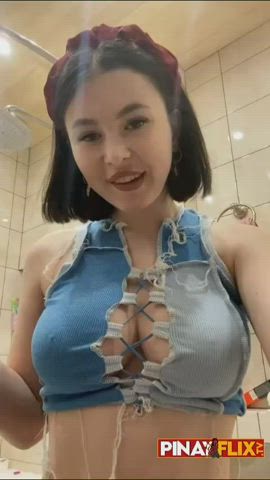 big tits flashing short hair gif