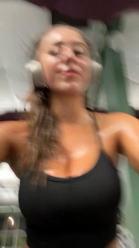 busty gym oil gif