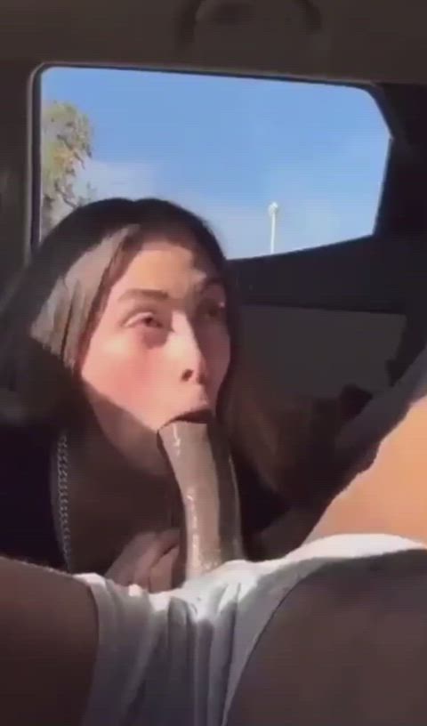 bbc bbc slut blowjob car deepthroat latina sloppy sucking throat fuck wet gif