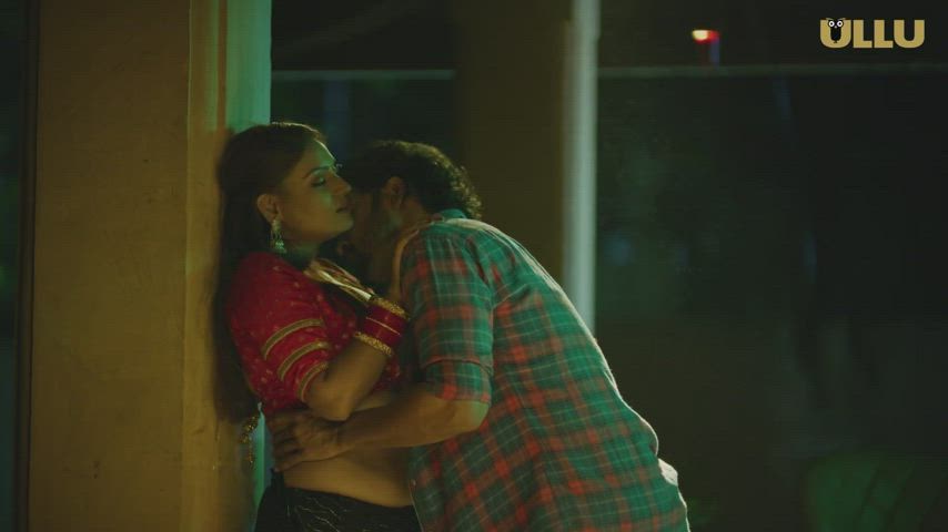 foreplay kissing saree gif