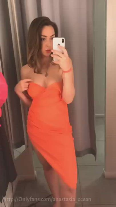 Dress Dressing Room Legs Natural Tits Nipple Nipples OnlyFans Russian Selfie Tits