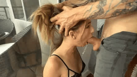 blonde drooling face fuck throat throat fuck gif