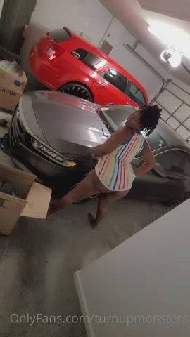 She getting hit in the garage