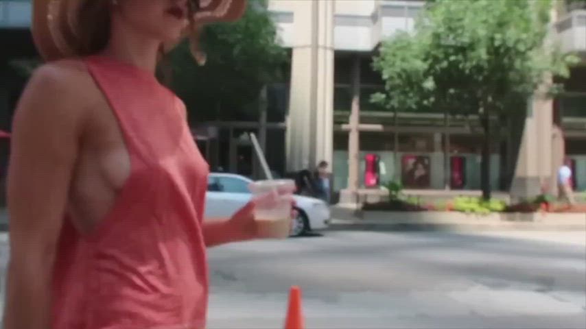 babe braless natural tits public teen tits gif