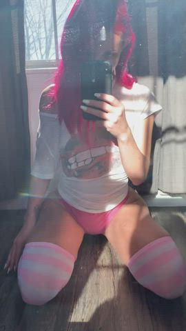 Babe Knee High Socks Nails Redhead Thick gif