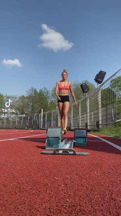 Blonde Outdoor Workout gif
