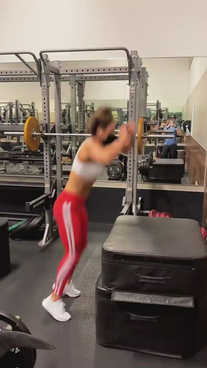 Brunette Cleavage Workout gif