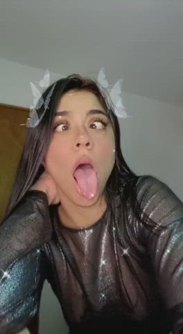 ahegao cosplay erotic pretty saliva gif