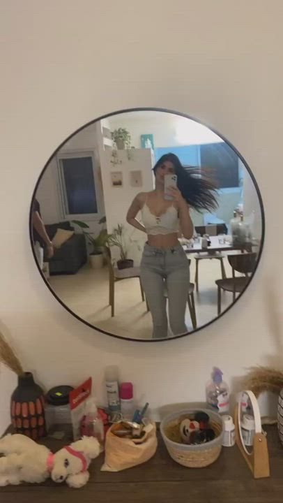 Ass Brunette Mirror gif