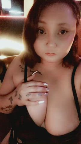 big tits huge tits lingerie natural tits pawg selfie stripper tease white girl gif