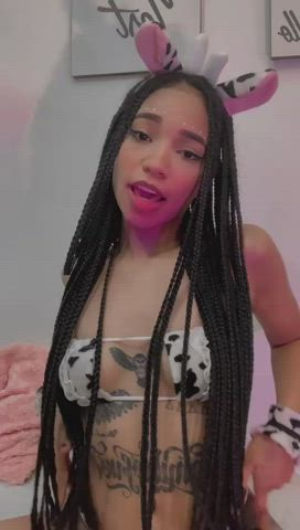 cosplay costume ebony latina model small tits tattoo webcam gif