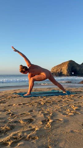 Yoga on a nude beach