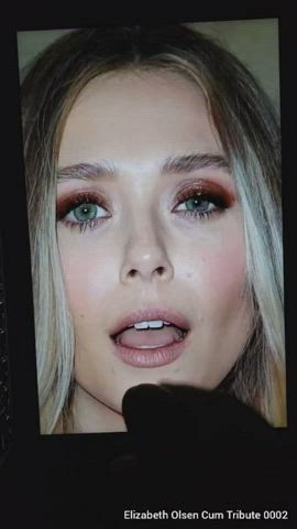 celebrity cumshot elizabeth olsen tribbing tribute gif