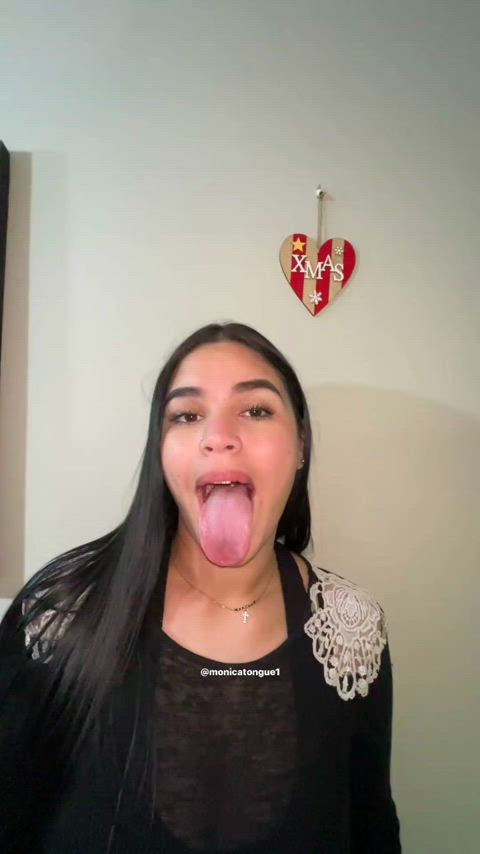 cute latina long tongue tongue tongue fetish gif