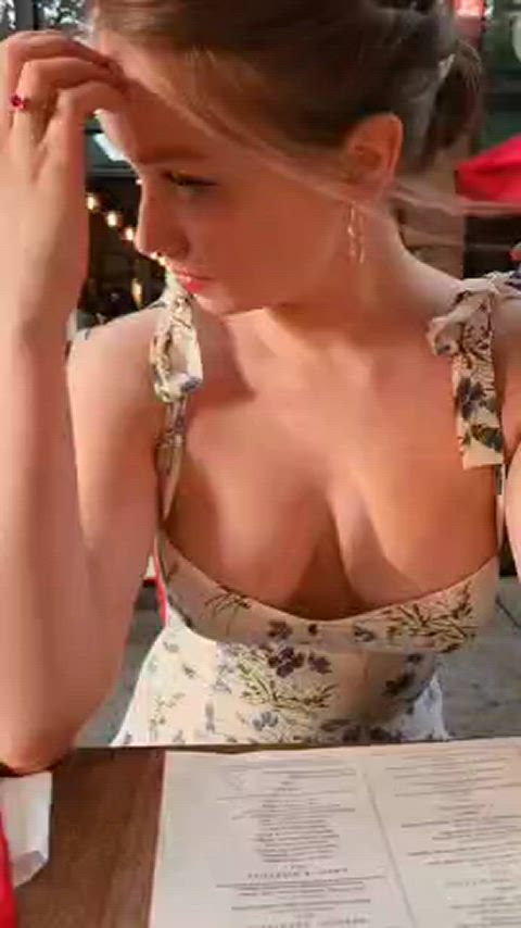 blonde boobs flashing public gif