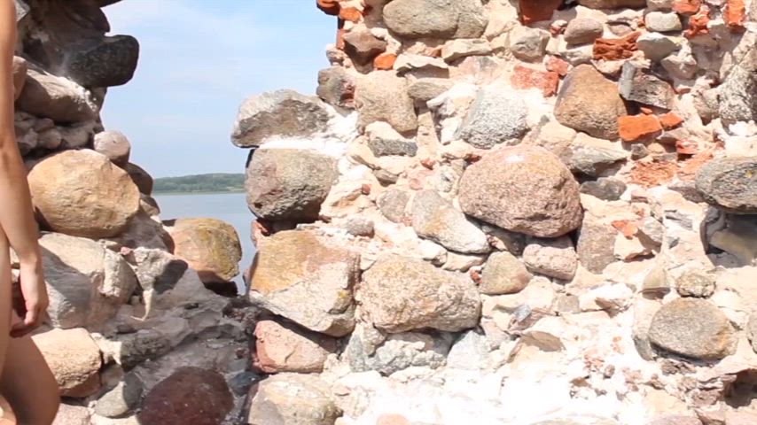 Completely Naked In The Castle Ruins