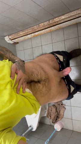 bear cock husband jerk off public tattoo work gif