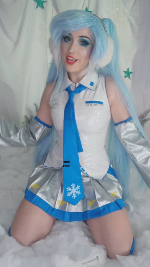 cosplay costume egirl fansly flashing hatsune miku onlyfans tease tiktok gif